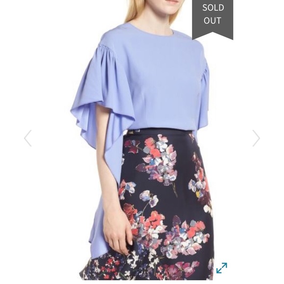 NWOT LEWIT flutter sleeve blouse - Picture 8 of 8